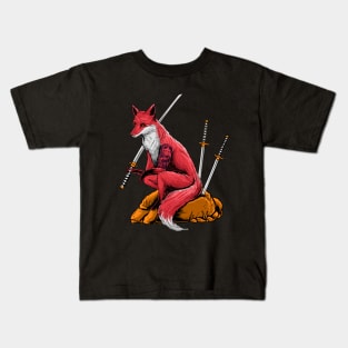 Kitsune japanese samurai fox Kids T-Shirt